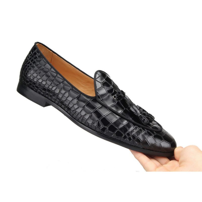 Loafers Til Mænd Luksus Croctex Slip-on Med Solidt Mønster - Sort