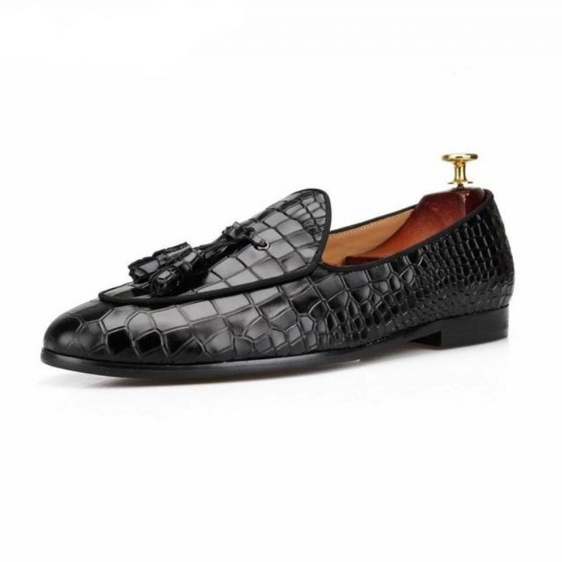 Loafers Til Mænd Luksus Croctex Slip-on Med Solidt Mønster - Sort