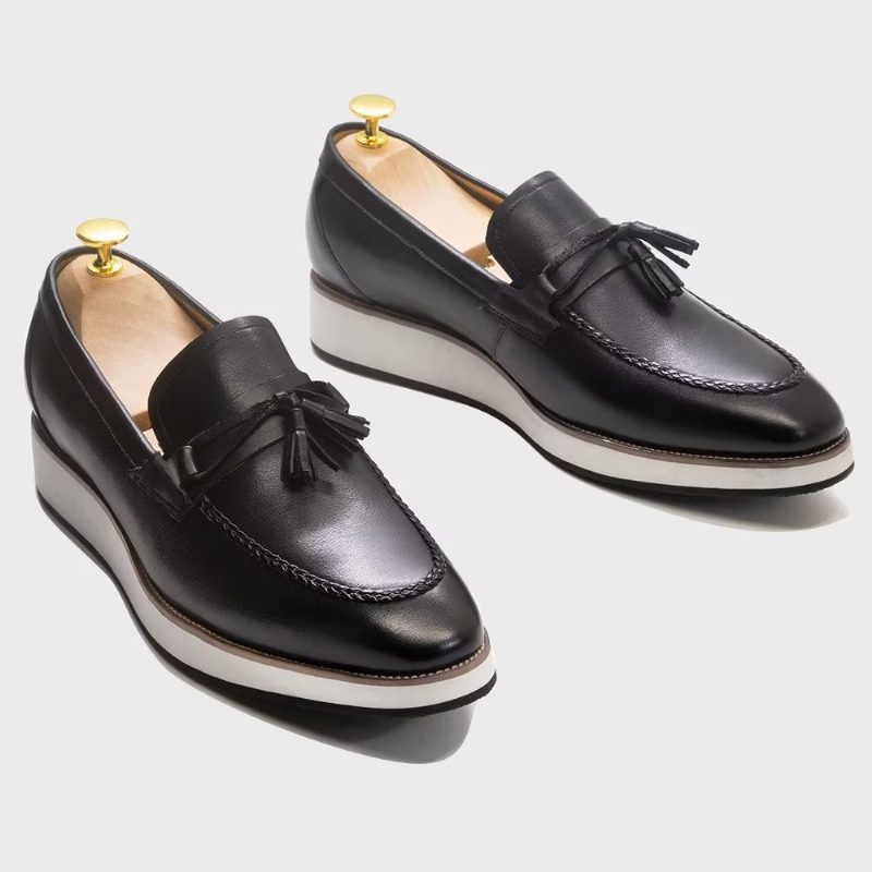 Loafers Til Mænd Luksus Læder Elegante Tassel - Sort