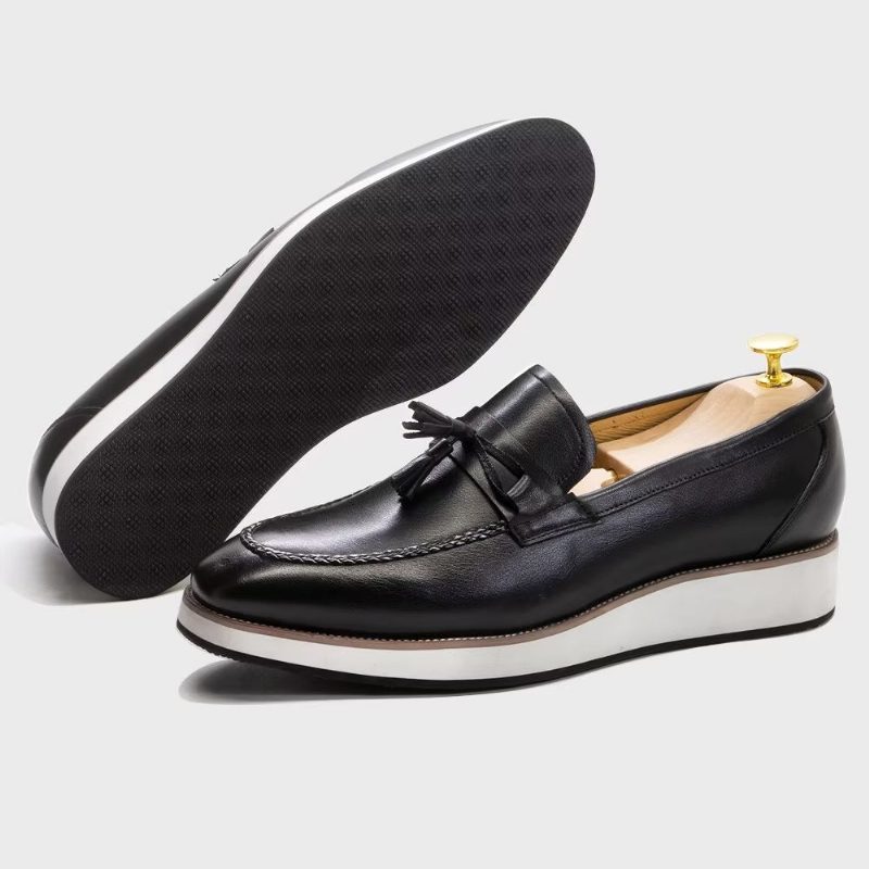 Loafers Til Mænd Luksus Læder Elegante Tassel - Sort