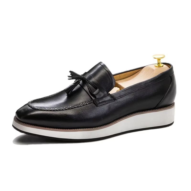 Loafers Til Mænd Luksus Læder Elegante Tassel - Sort