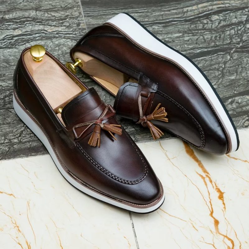 Loafers Til Mænd Luksus Læder Elegante Tassel - Kaffe