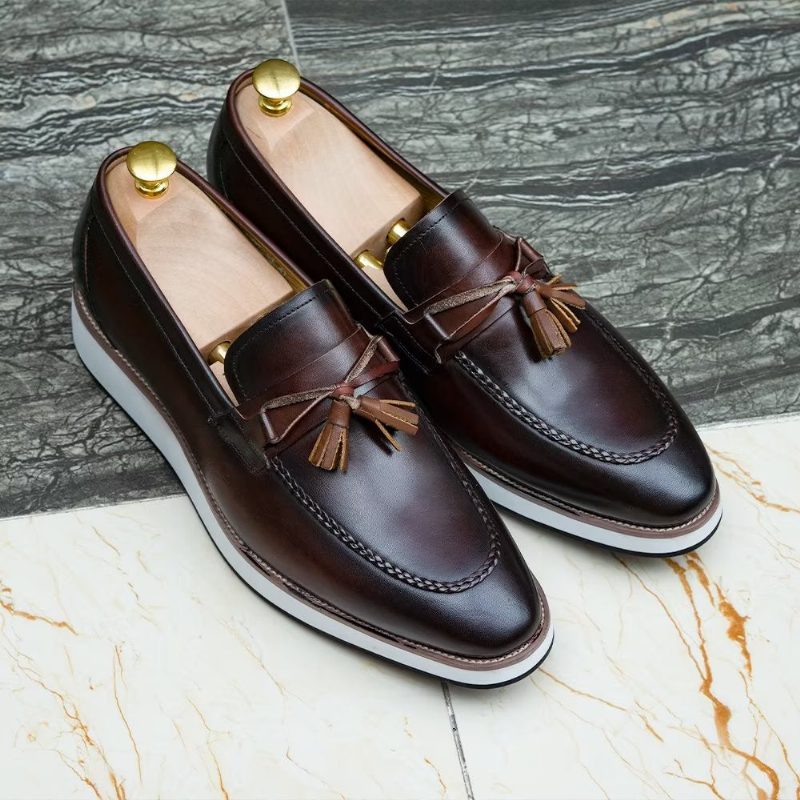 Loafers Til Mænd Luksus Læder Elegante Tassel - Kaffe