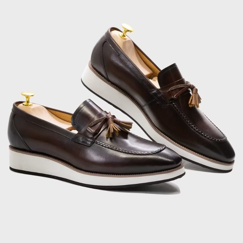 Loafers Til Mænd Luksus Læder Elegante Tassel - Kaffe