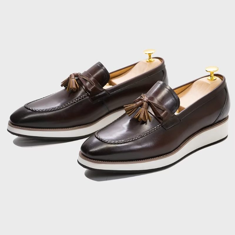 Loafers Til Mænd Luksus Læder Elegante Tassel - Kaffe