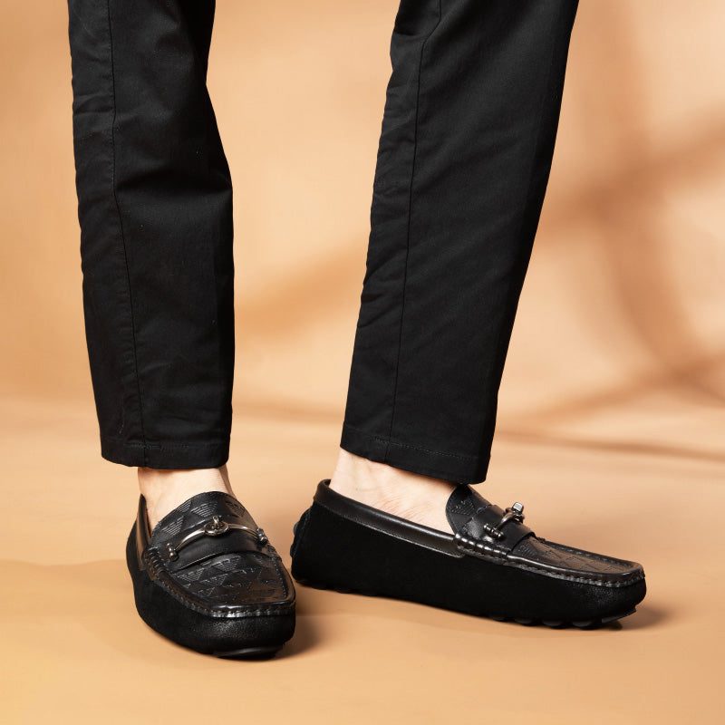 Loafers Til Mænd Luksus Rom Læder Slip-on Banket - Sort