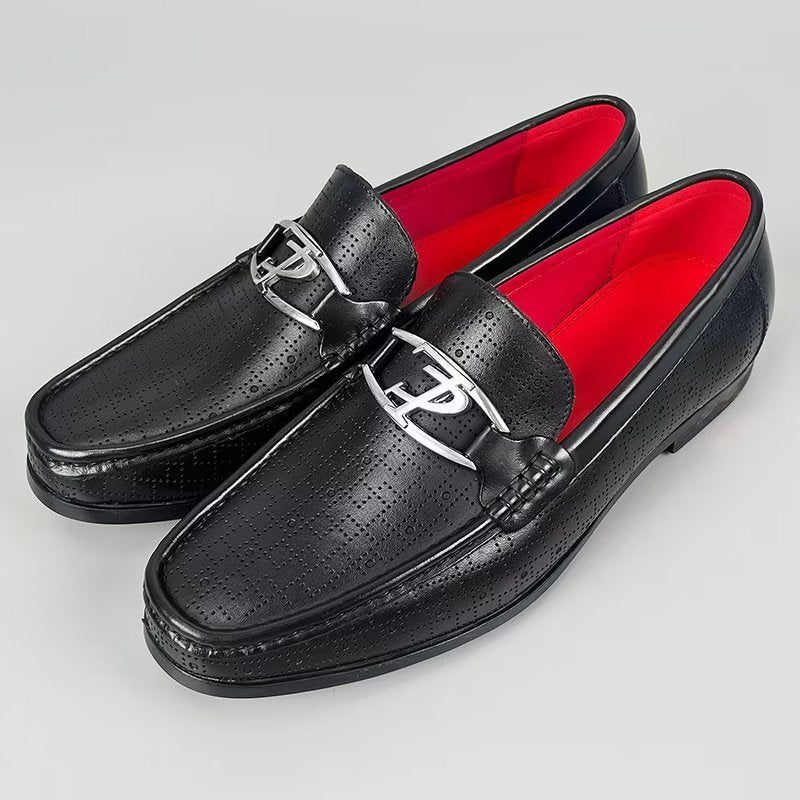 Loafers Til Mænd Modish Ægte Læder Slip On - Sort