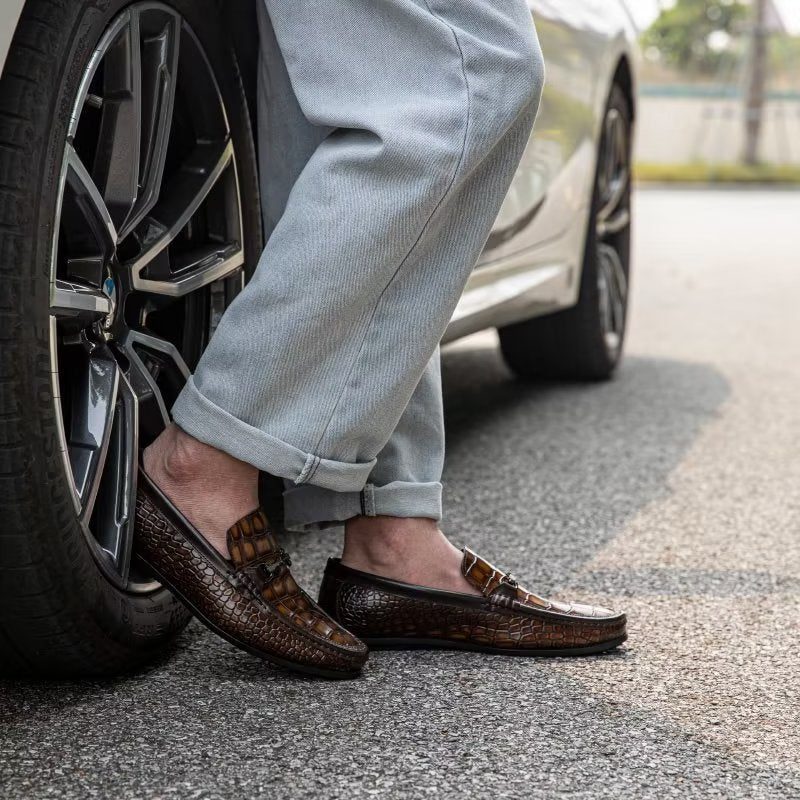 Loafers Til Mænd Modish Metal Toe Slip On - Brun