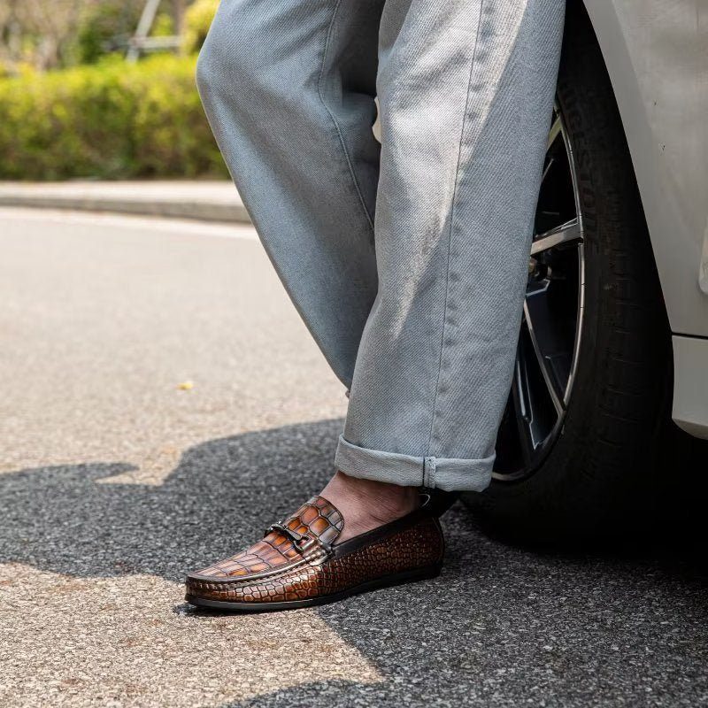 Loafers Til Mænd Modish Metal Toe Slip On - Brun