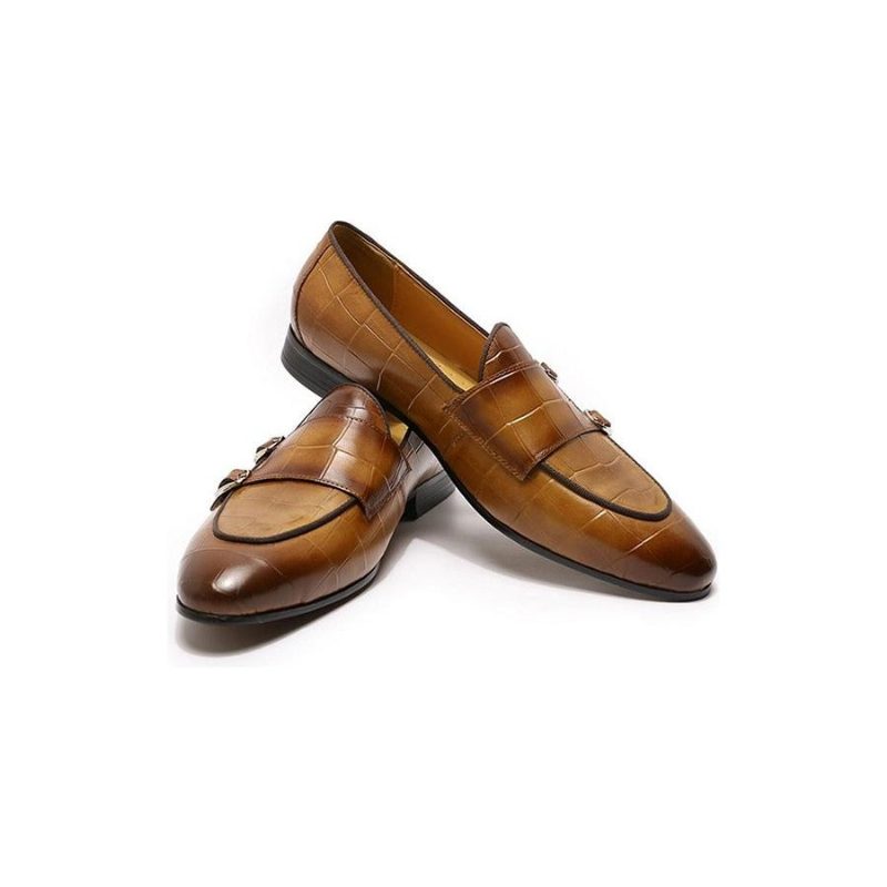 Loafers Til Mænd Monk Strap Slip On - Kaffe