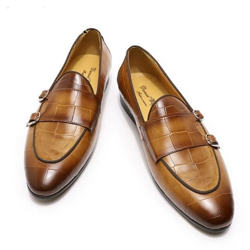 Loafers Til Mænd Monk Strap Slip On - Kaffe