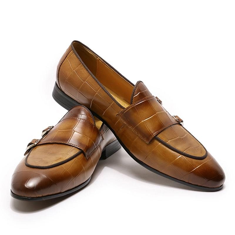 Loafers Til Mænd Monk Strap Slip On - Kaffe