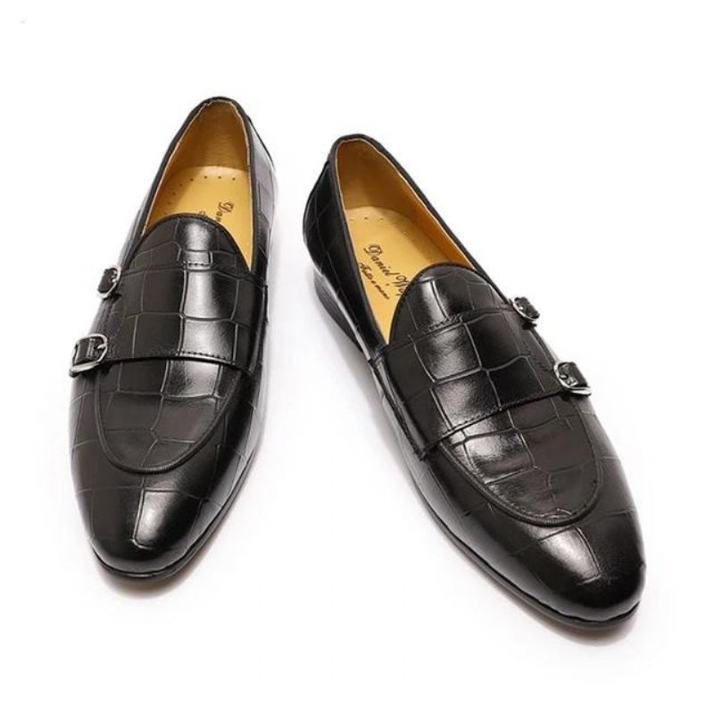 Loafers Til Mænd Monk Strap Slip On - Sort