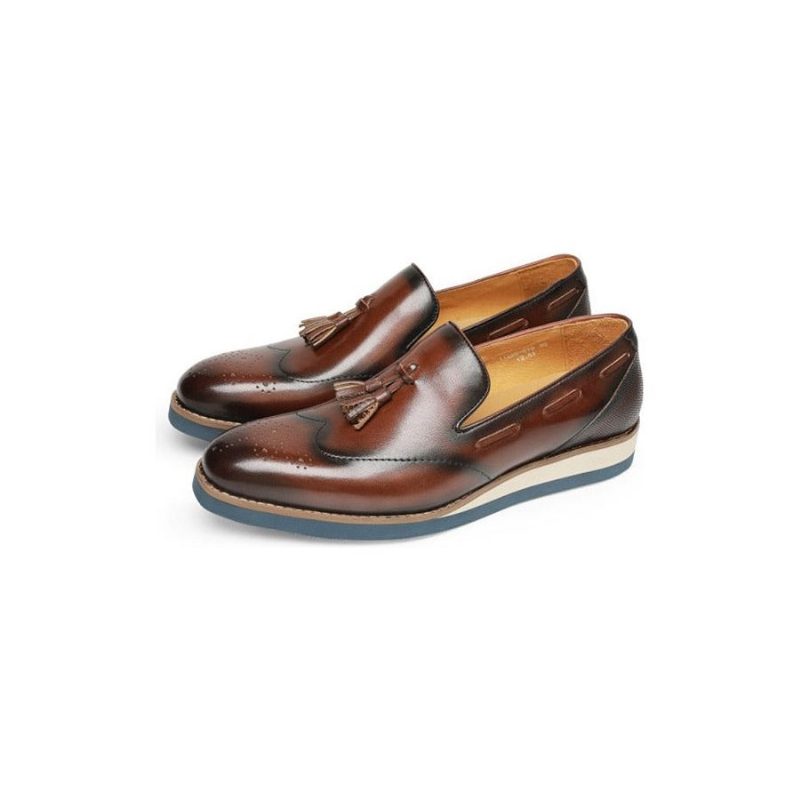 Loafers Til Mænd Prægede Brogue Slip-on - Kaffe