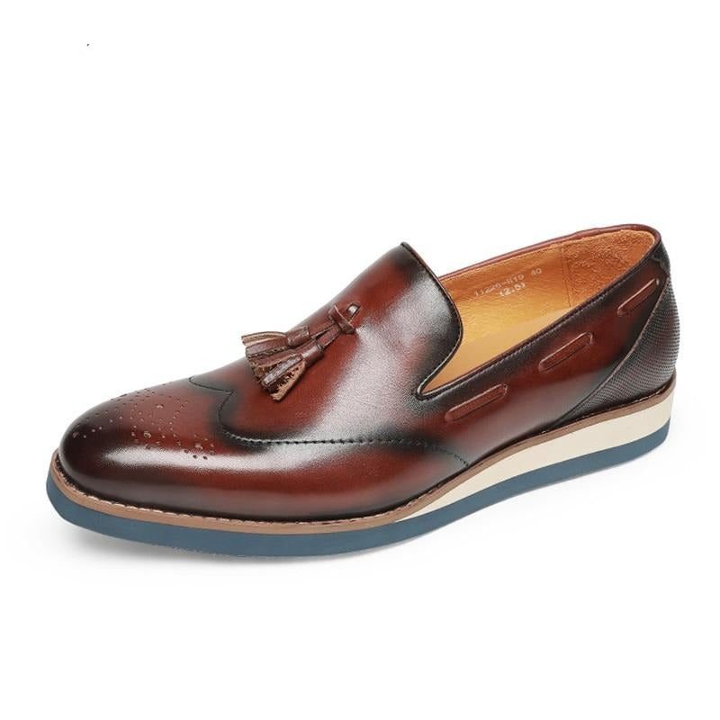 Loafers Til Mænd Prægede Brogue Slip-on - Kaffe