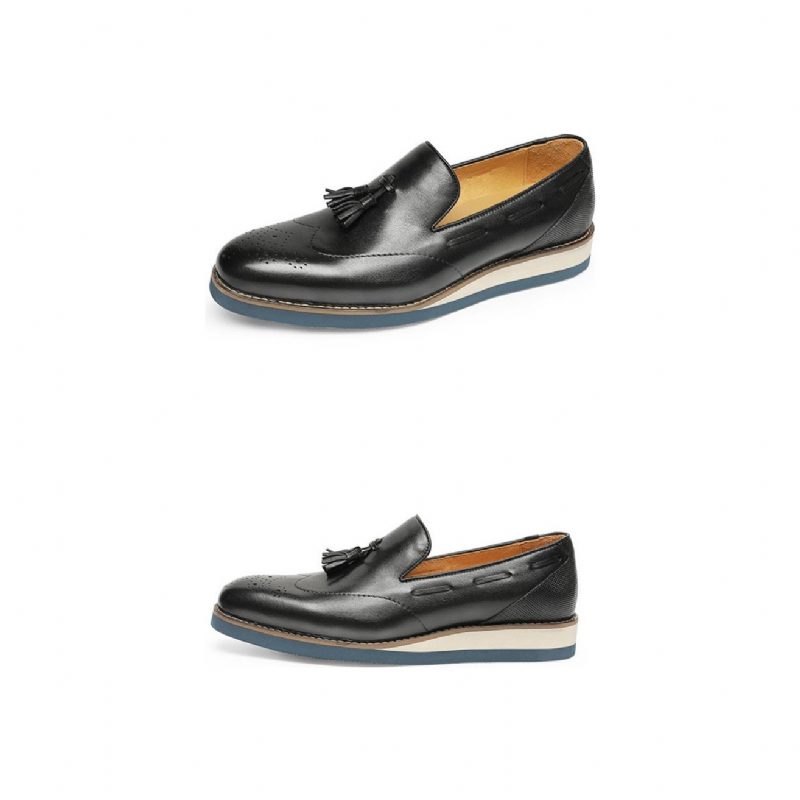 Loafers Til Mænd Prægede Brogue Slip-on - Sort