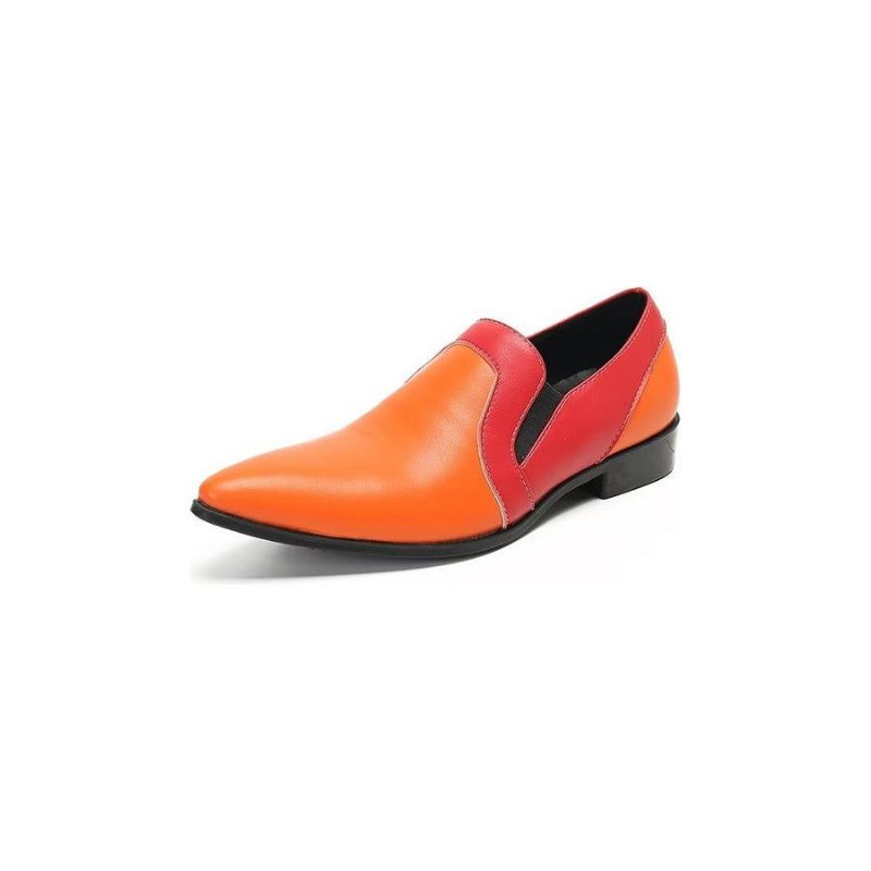 Loafers Til Mænd Raffineret Læder Elegance Slip-on - Orange