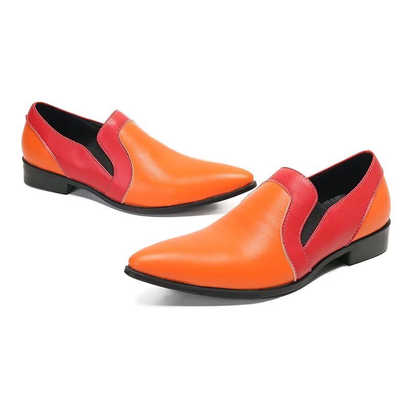 Loafers Til Mænd Raffineret Læder Elegance Slip-on - Orange