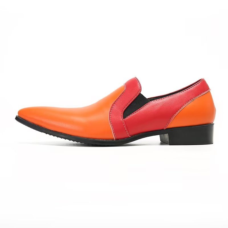 Loafers Til Mænd Raffineret Læder Elegance Slip-on - Orange