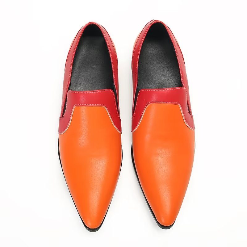 Loafers Til Mænd Raffineret Læder Elegance Slip-on - Orange