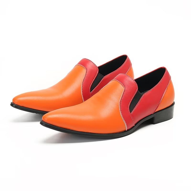 Loafers Til Mænd Raffineret Læder Elegance Slip-on - Orange