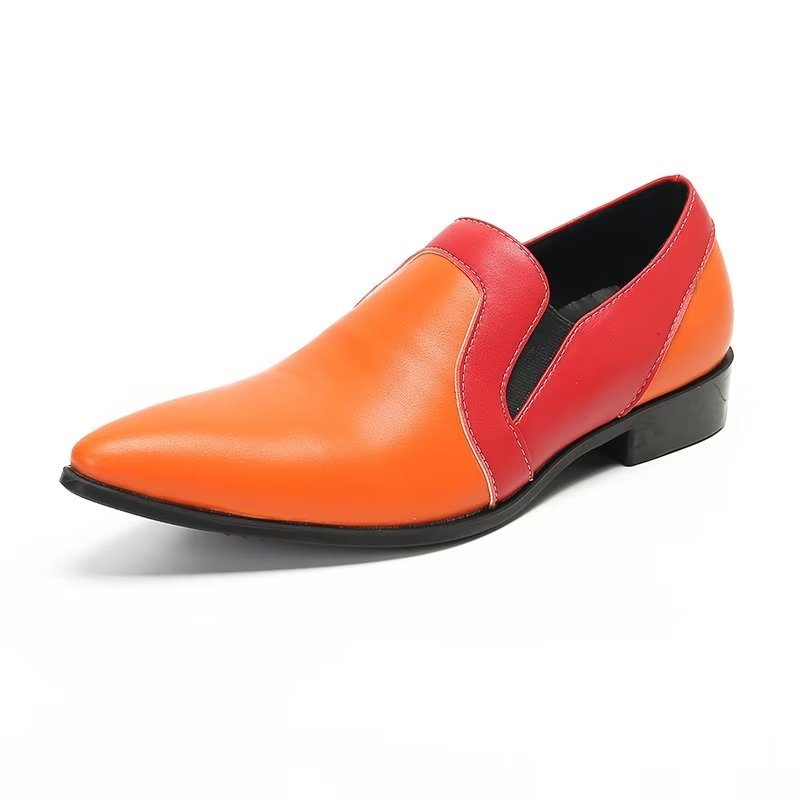 Loafers Til Mænd Raffineret Læder Elegance Slip-on - Orange