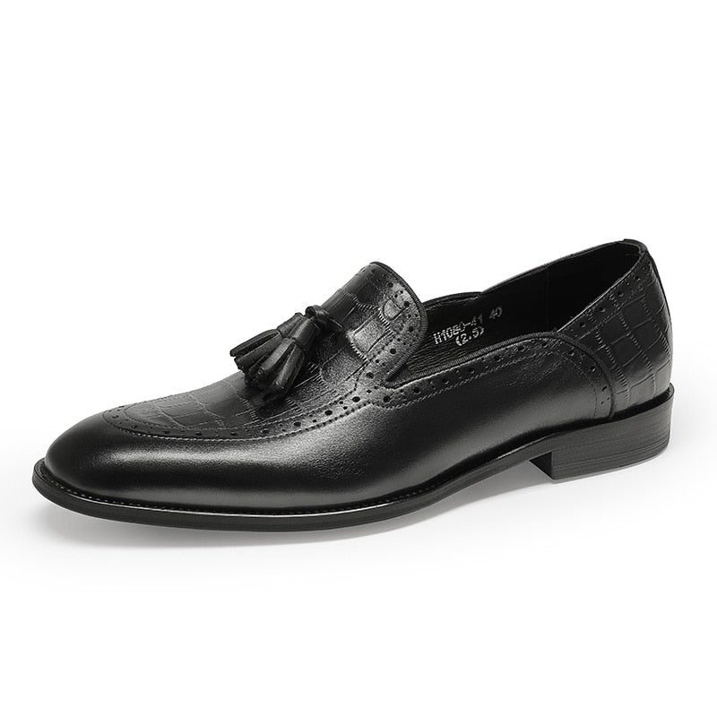 Loafers Til Mænd Retro Chic Exotic Tassel Brogue I Læder