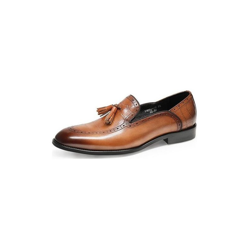 Loafers Til Mænd Retro Chic Exotic Tassel Brogue I Læder - Kaffe