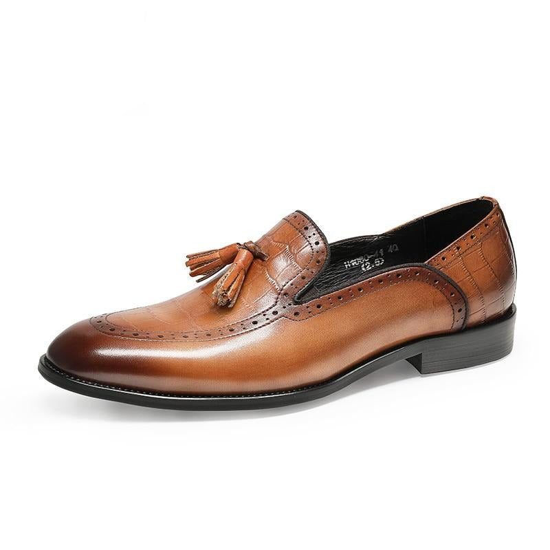 Loafers Til Mænd Retro Chic Exotic Tassel Brogue I Læder - Kaffe