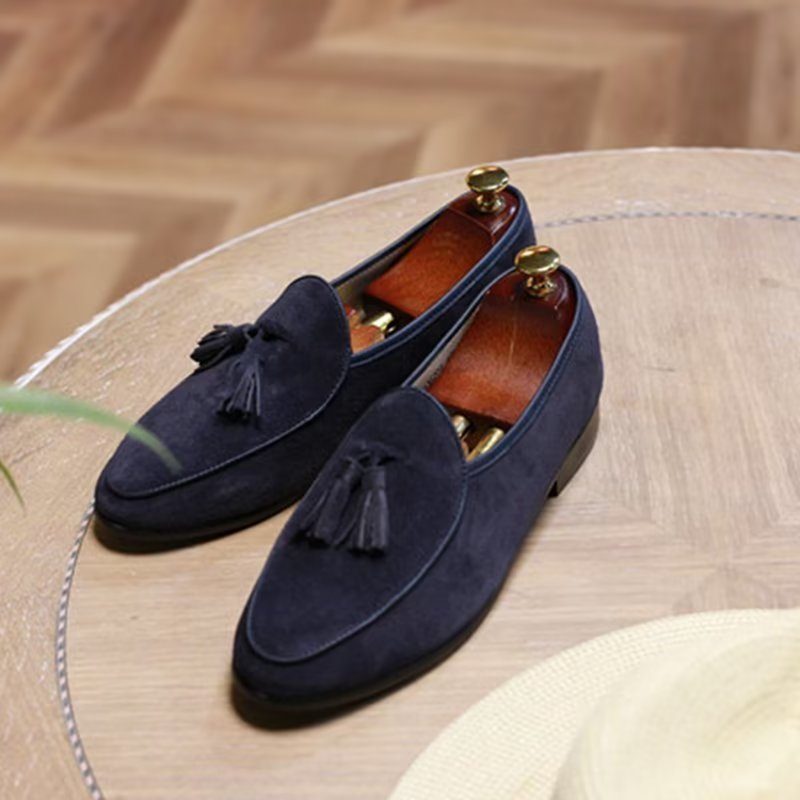 Loafers Til Mænd Slip-on Ruskind - Blå