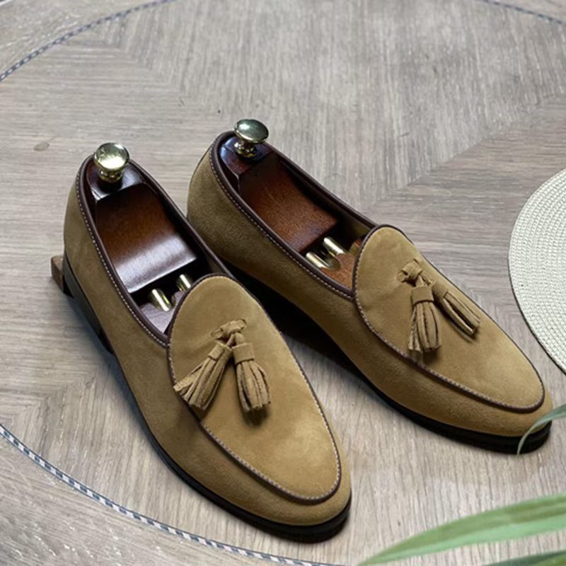 Loafers Til Mænd Slip-on Ruskind - Khaki