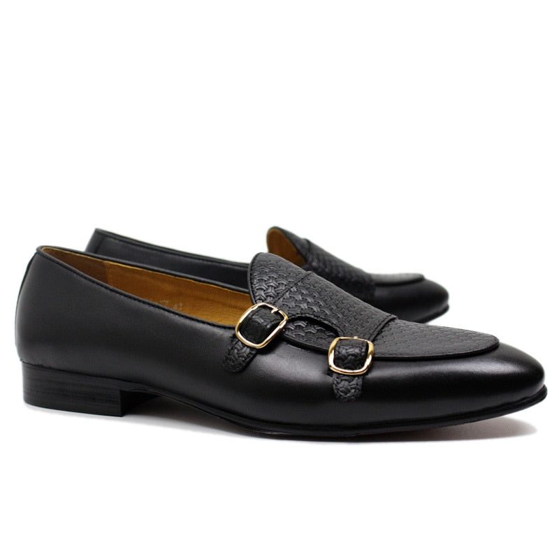 Loafers Til Mænd Suave Læder Monk Strap Bryllup - Sort