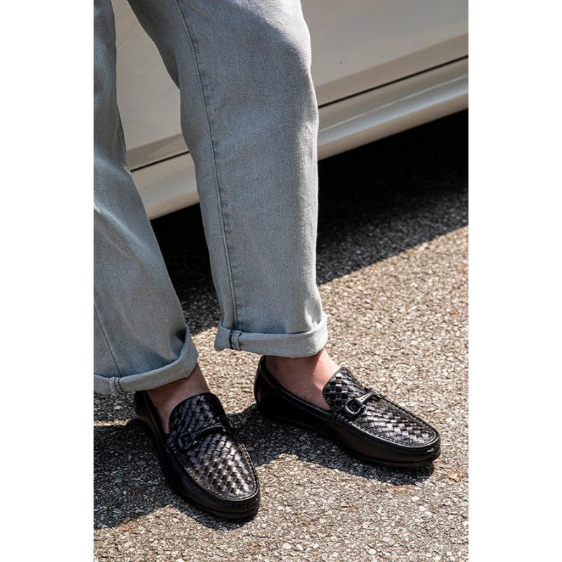 Loafers Til Mænd Weavingluxe Slip On I Læder - Sort 2