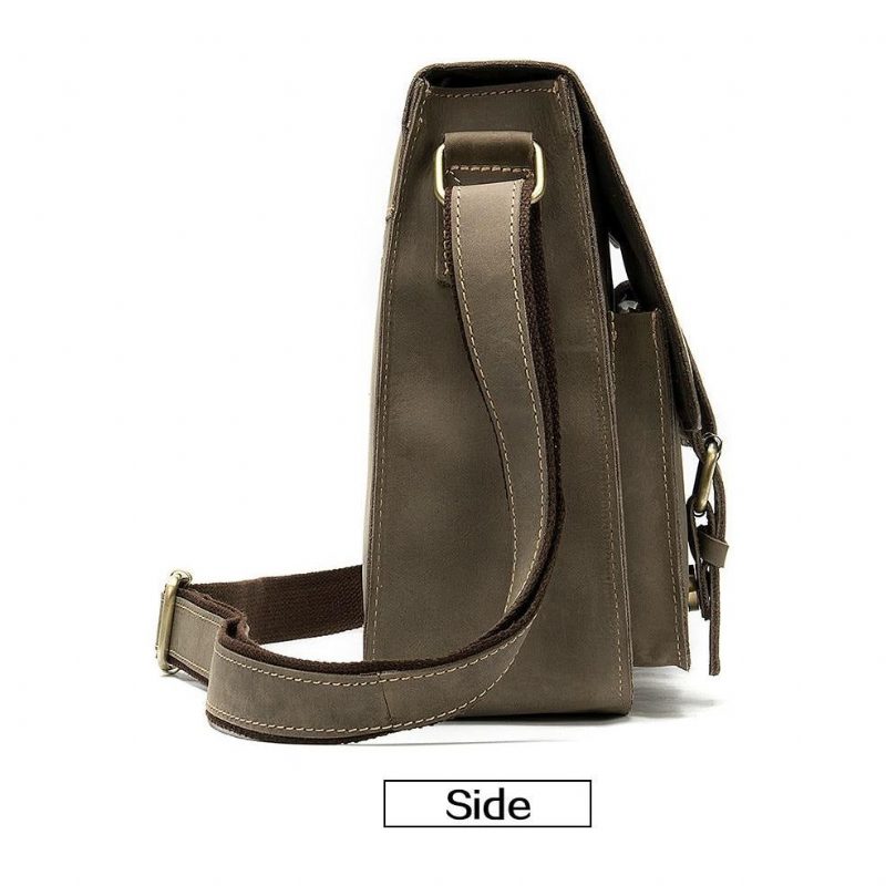 Mænd Dokumentmapper Luksus Eksotisk Læder Vintage Flap Crossbody Dokumentmappe - Kaffe