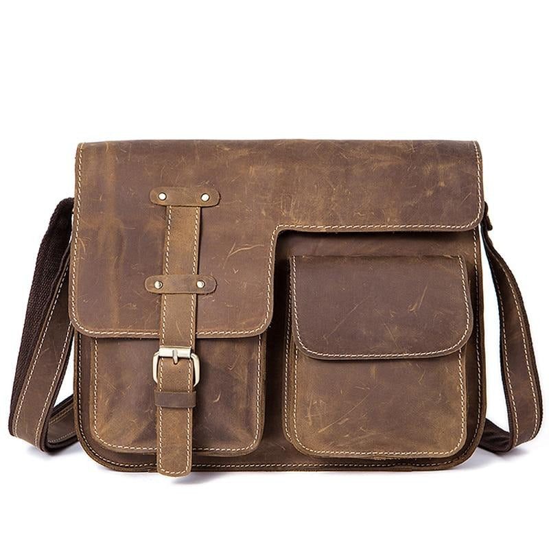 Mænd Dokumentmapper Luksus Eksotisk Læder Vintage Flap Crossbody Dokumentmappe - Kaffe