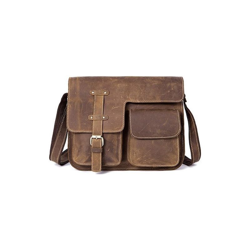 Mænd Dokumentmapper Luksus Eksotisk Læder Vintage Flap Crossbody Dokumentmappe - Kaffe