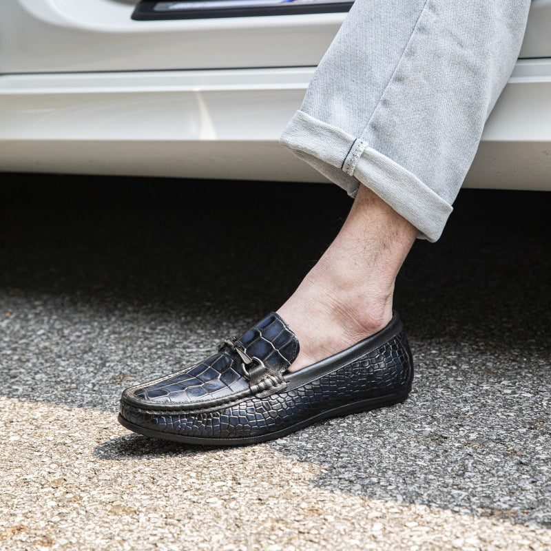 Mænd Loafers Luksus Alligator Print Læder Penny - Blå