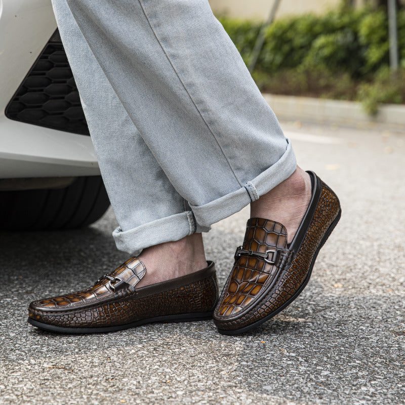 Mænd Loafers Luksus Alligator Print Læder Penny - Brun