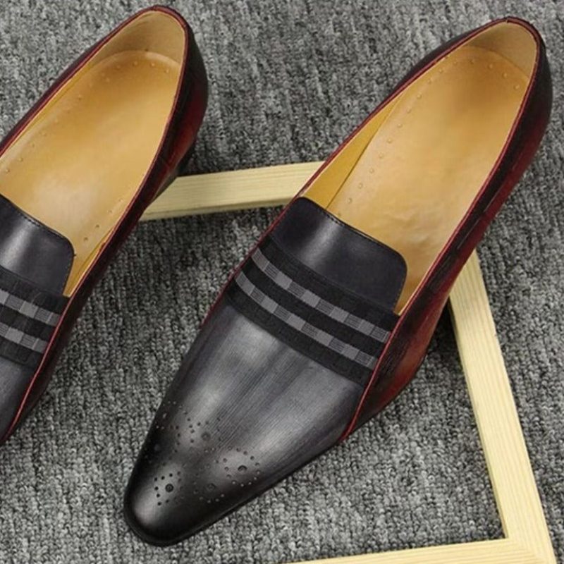 Mænds Formelle Sko Ægte Læder Elegant Koskind Gentleman Loafers - Grå