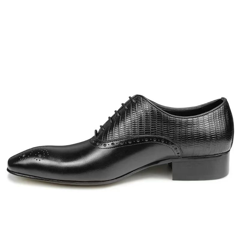 Mænds Formelle Sko Ægte Læder Elegante Bryllup Brogue - Sort