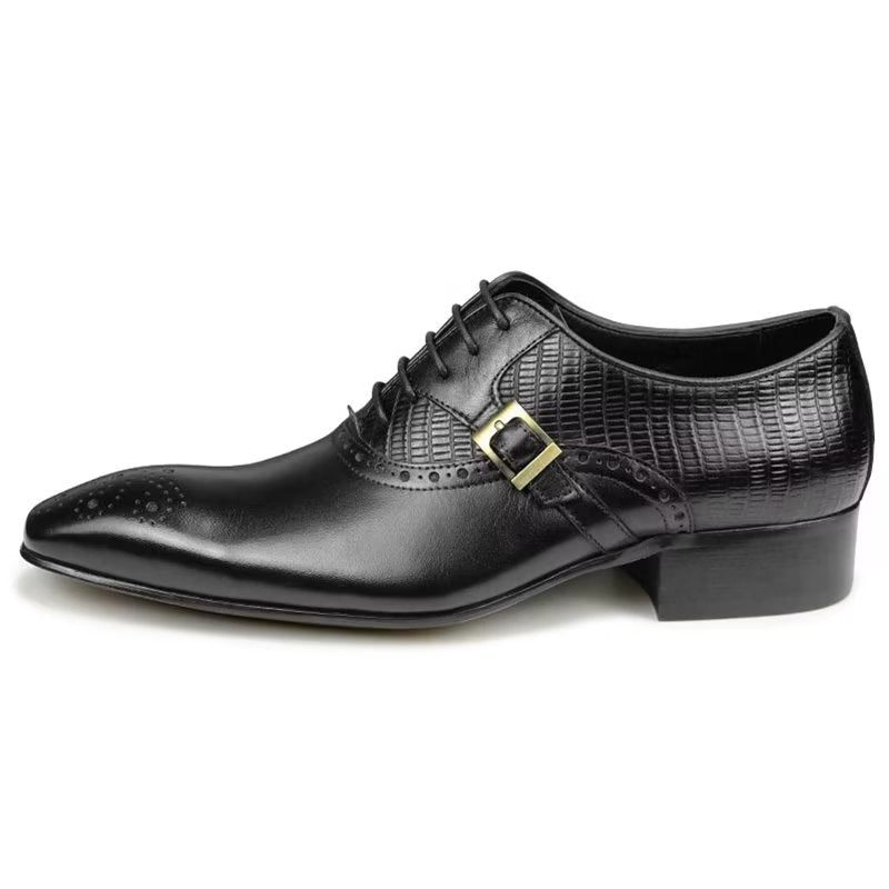 Mænds Formelle Sko Ægte Læder Elegante Bryllup Brogue - Sort