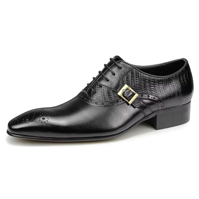 Mænds Formelle Sko Ægte Læder Elegante Bryllup Brogue - Sort