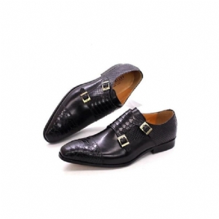 Mænds Formelle Sko Blankt Læder Spidse Tå Monk Straps Dress