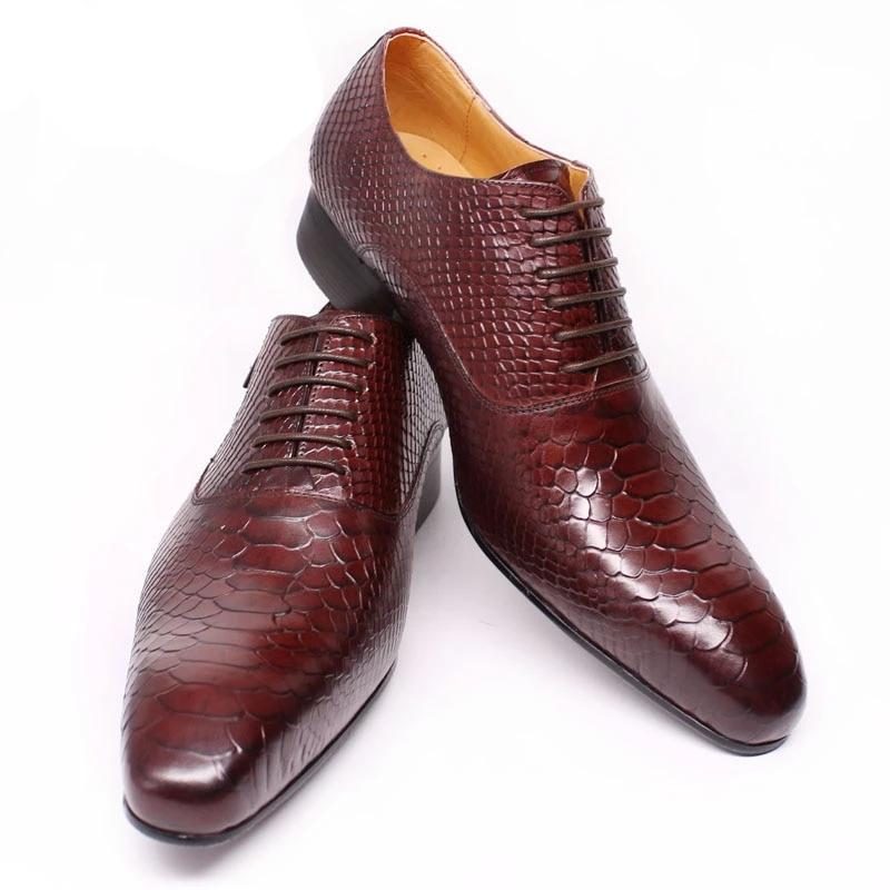 Mænds Formelle Sko Burgundy Serpent Snøresko Oxford Dress - Rød