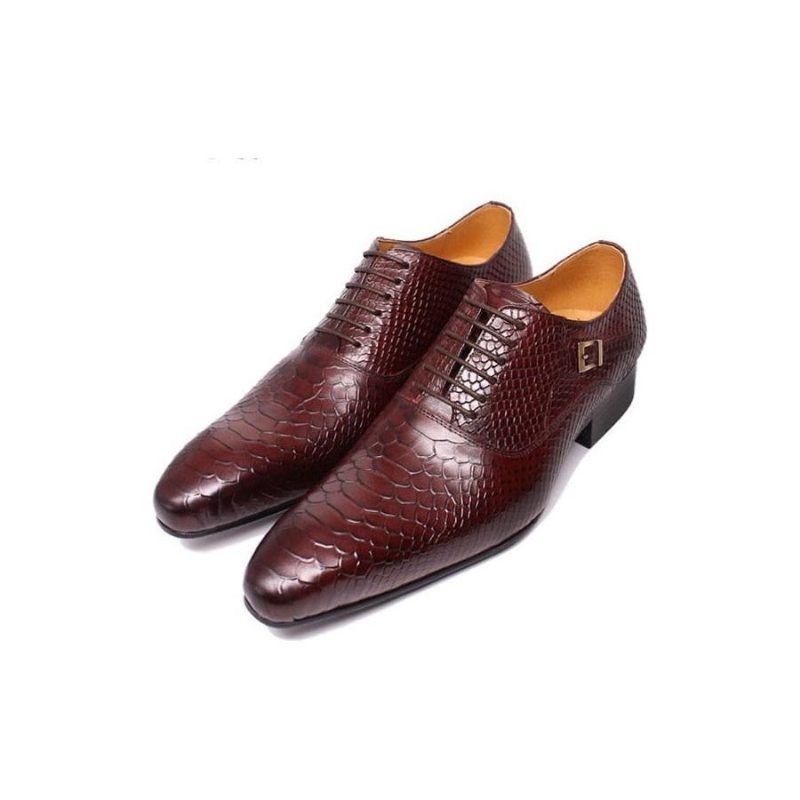 Mænds Formelle Sko Burgundy Serpent Snøresko Oxford Dress - Rød