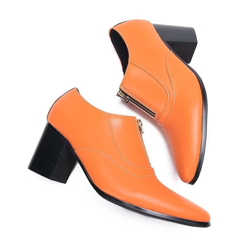 Mænds Formelle Sko Chic Ægte Læder Slip-on Dress - Orange