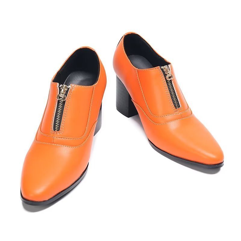 Mænds Formelle Sko Chic Ægte Læder Slip-on Dress - Orange