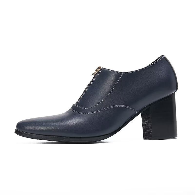 Mænds Formelle Sko Chic Ægte Læder Slip-on Dress - Navy