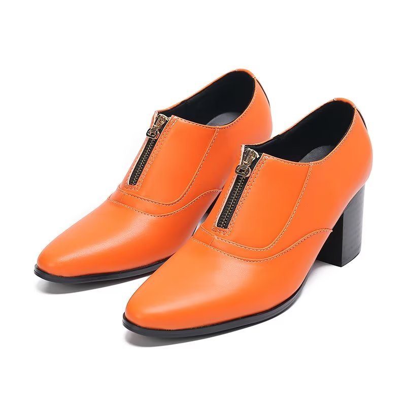 Mænds Formelle Sko Chic Ægte Læder Slip-on Dress - Orange