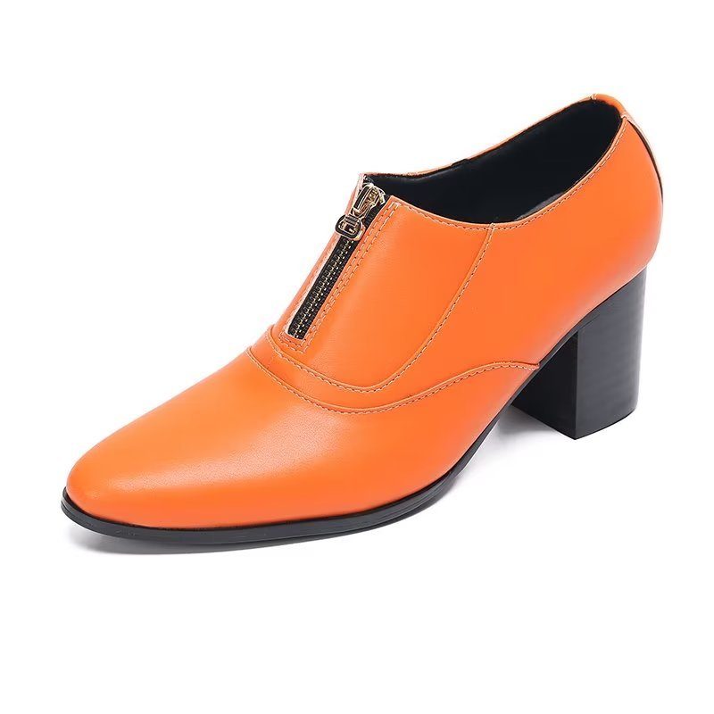 Mænds Formelle Sko Chic Ægte Læder Slip-on Dress - Orange